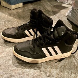 Adidas Men's Black and White High-Top Sneakers